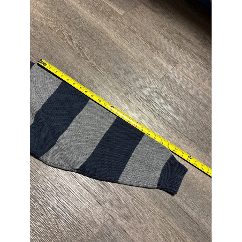 Croft & Barrow Mens XXL Blue Gray Striped Crewneck 100% Cotton Sweater